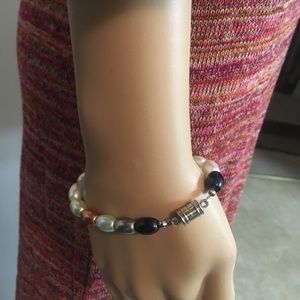 Oriental Simulated Multicolor Dyed Egg Pearls Brac